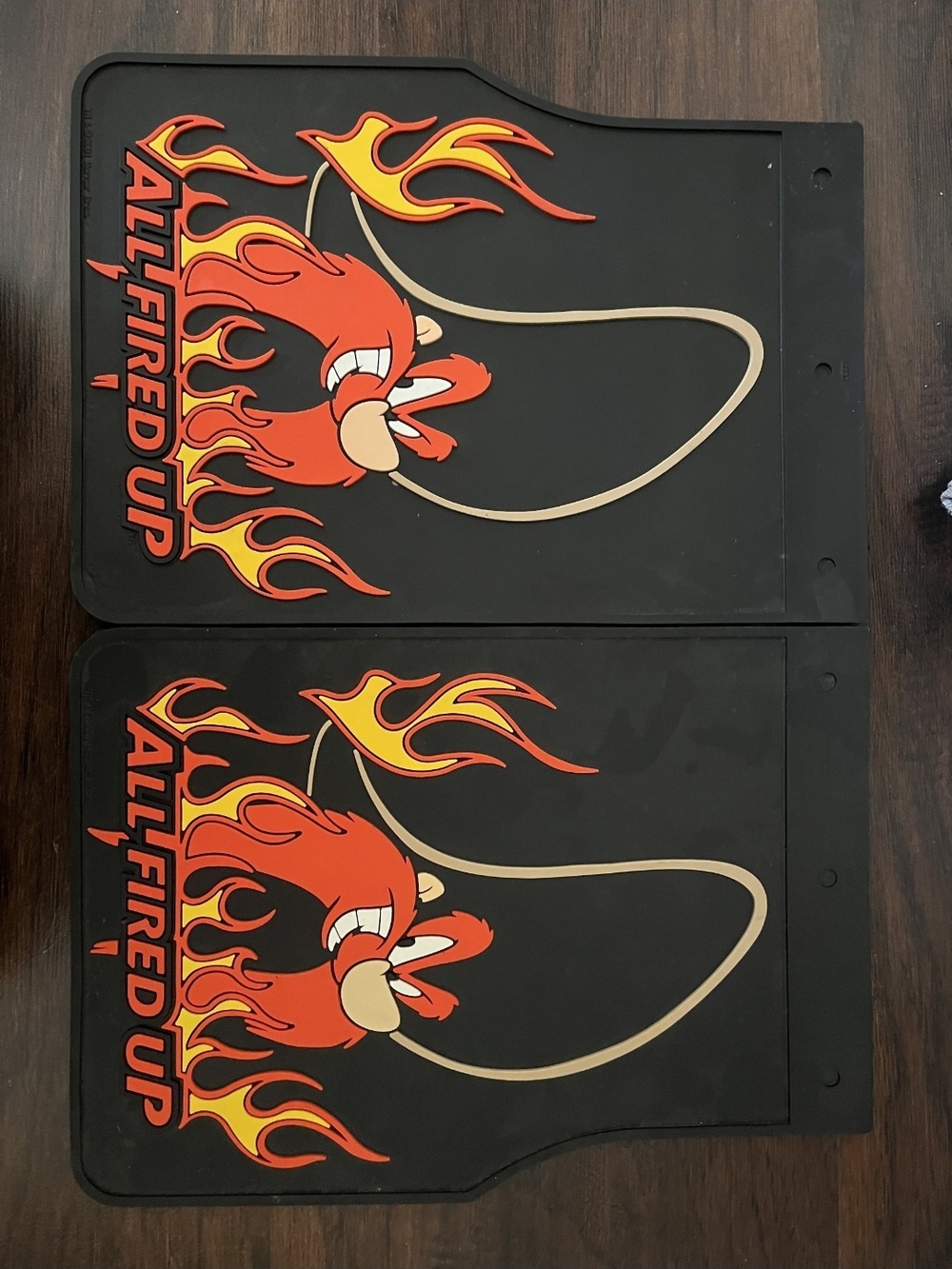 Vintage Looney Tunes Yosemite Sam All Fired Up Flame Graphic Mud Flaps